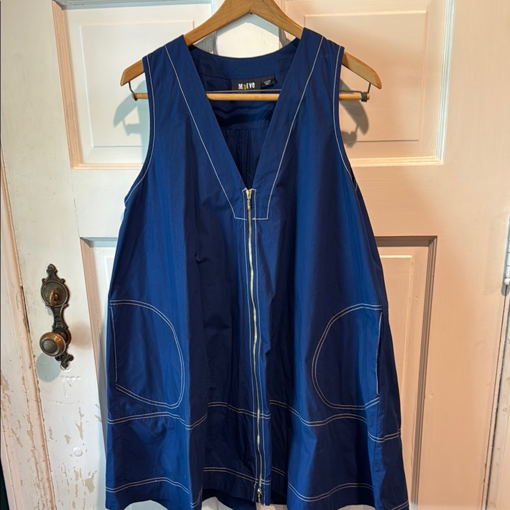 Blue Sleeveless Zip-Up Dress